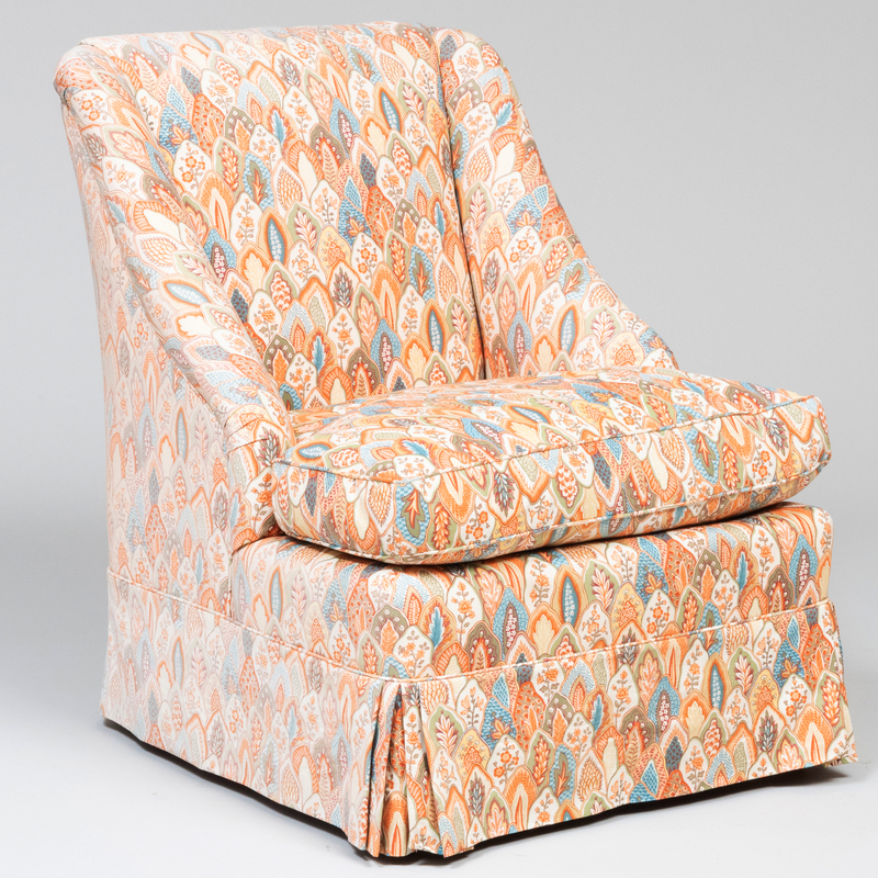 Appraisal: Modern Printed Linen Upholstered Club Chair x x in height