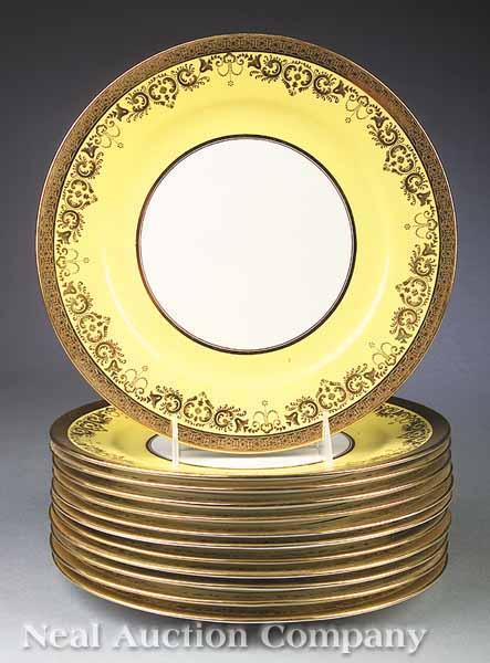 Appraisal: A Set of Twelve English Gilt Porcelain Service Plates mid-