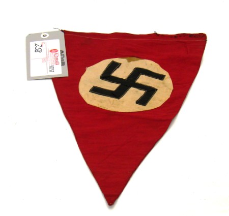 Appraisal: German WWII small triangular double sided pennant appears to be