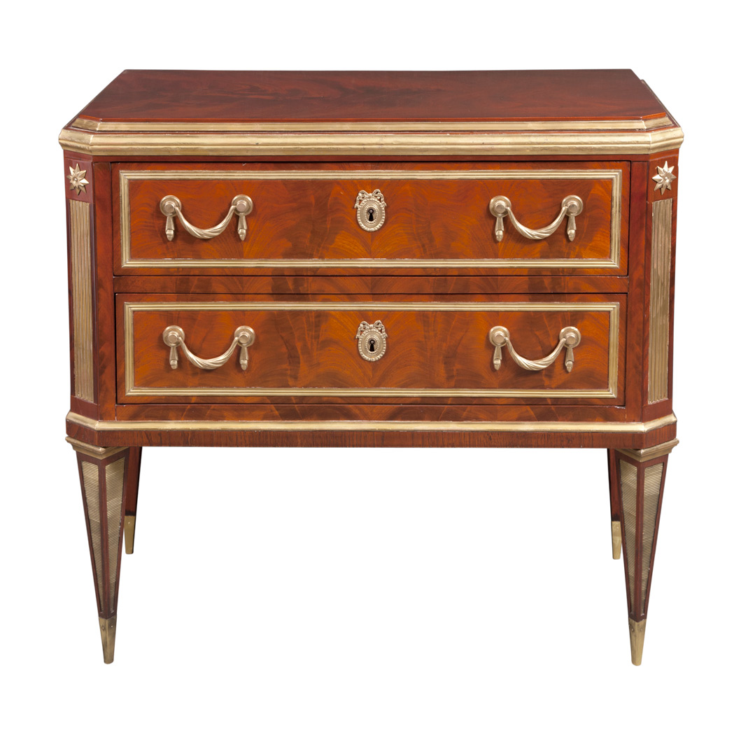 Appraisal: Russian Neoclassical Style Brass Mounted Mahogany Commode The rectangular top