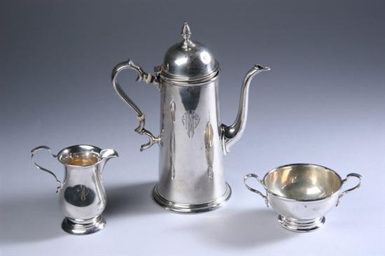 Appraisal: THREE-PIECE WATSON STERLING SILVER QUEEN ANNE-STYLE COFFEE SERVICE th century