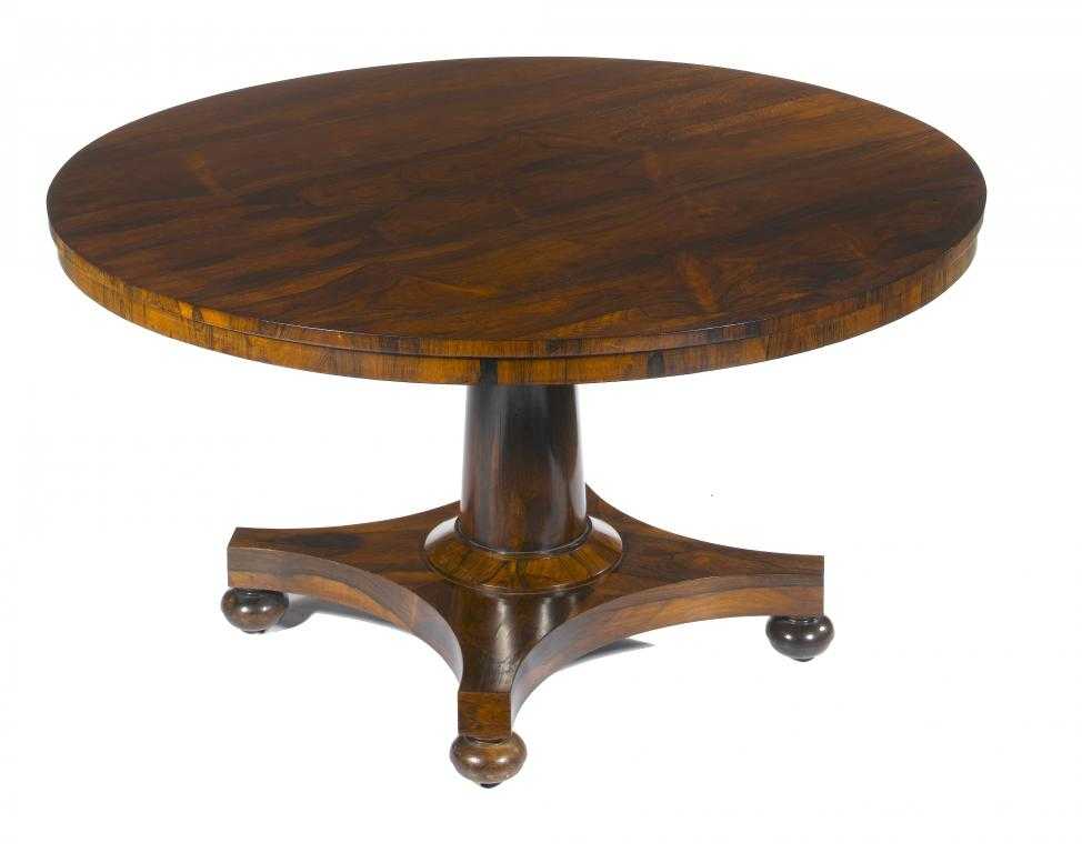 Appraisal: A VICTORIAN ROSEWOOD BREAKFAST TABLE the circular top on tapering