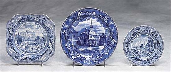 Appraisal: Five English transferware plates and platter th centuryJohnson Bros 'The