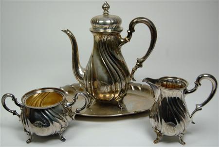 Appraisal: A Continental coffee service probably Austrian comprising coffee pot milk