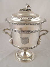 Appraisal: An impressive Georgian silver two handled campana shaped cup and