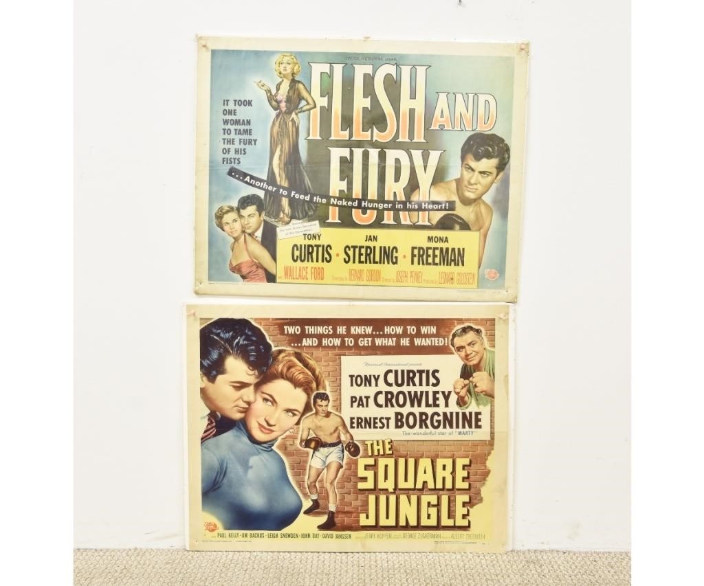 Appraisal: Two Tony Curtis movie posters Flesh and Fury shrink-wrapped and