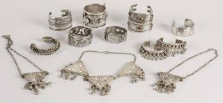 Appraisal: Group of Tribal Jewelry including three Eqyptian necklaces Nubian hinged