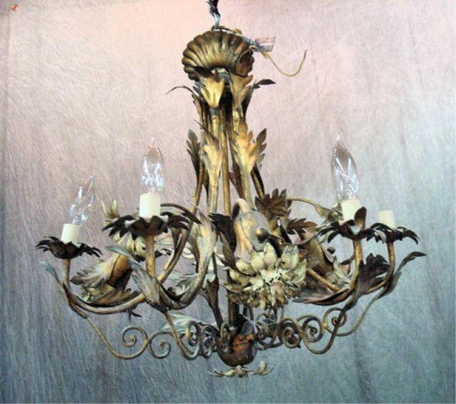 Appraisal: Gilt Metal Floral Form Chandelier From a Syosset home Dimensions