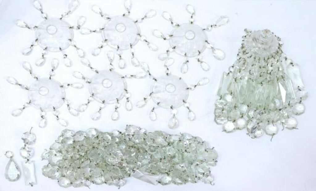 Appraisal: lot Collection of crystal chandelier parts including prisms beads pear