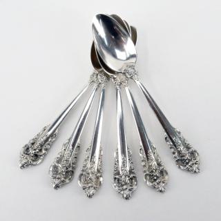 Appraisal: Six Wallace Grand Baroque Sterling Silver Teaspoons Six Wallace Grand