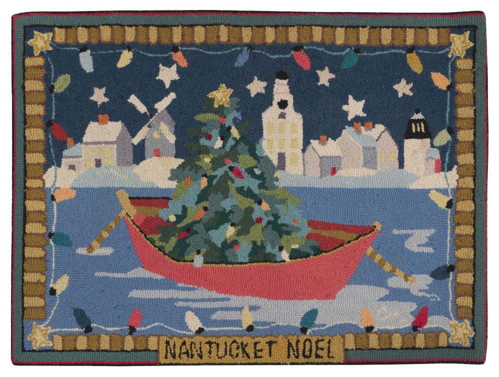 Appraisal: CLAIRE MURRAY HOOKED RUG NANTUCKET NOEL Contemporary Depicts a Christmas