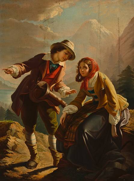 Appraisal: Italian School Wandering musicians oil on canvas x in