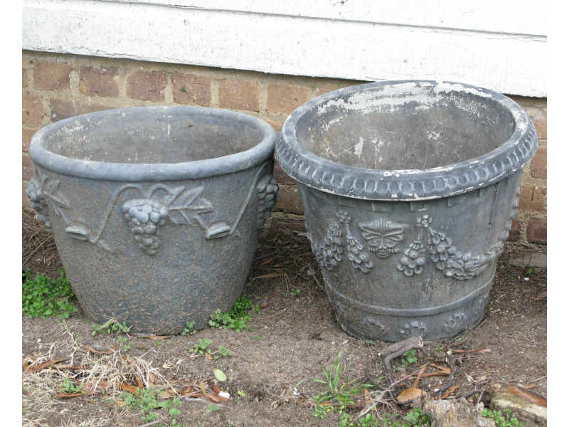 Appraisal: Two Cast Concrete Planters Large Size one with swag design