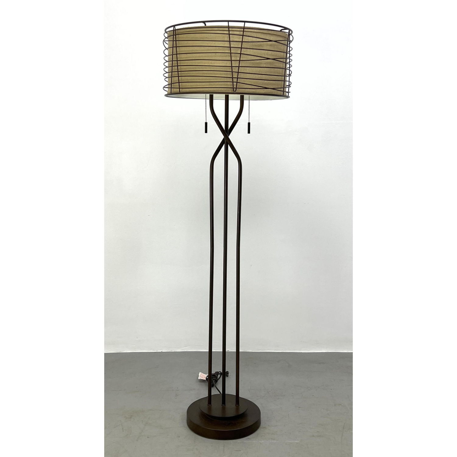 Appraisal: Metal Floor Lamp Double Shade with fabric shade under metal