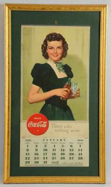 Appraisal: Coca-Cola Calendar Medium soiling and small spots with long closed