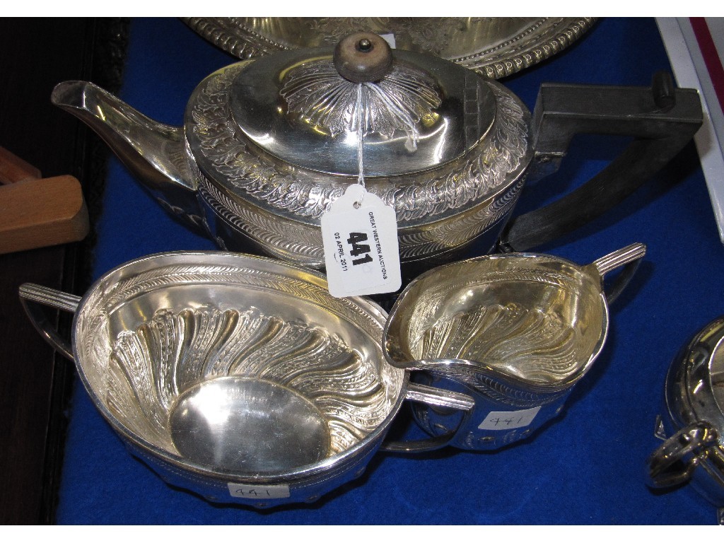 Appraisal: Three piece silver plated tea service