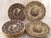 Appraisal: English Ceramics A set of six th c brown transfer