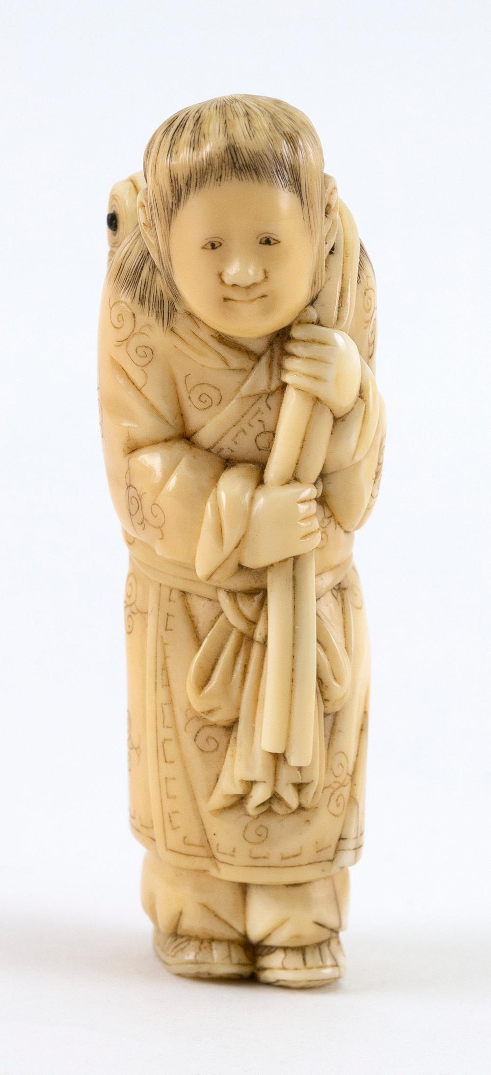 Appraisal: JAPANESE NETSUKE BY TOMOHARU EARLY TH CENTURY HEIGHT JAPANESE NETSUKE