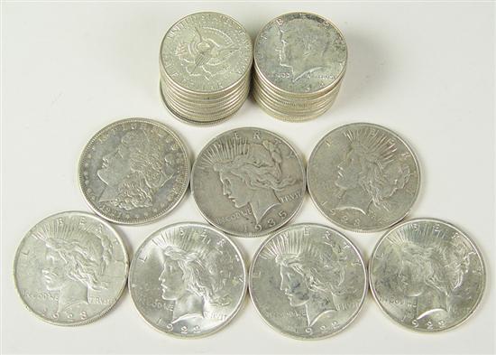 Appraisal: Six Peace Dollars three uncirculated coins two uncirculated coins -S