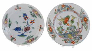 Appraisal: Two English Delftware Plates th century with floral decoration one