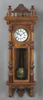 Appraisal: Carved Walnut Single Weight Vienna Regulator Wall Clock late th