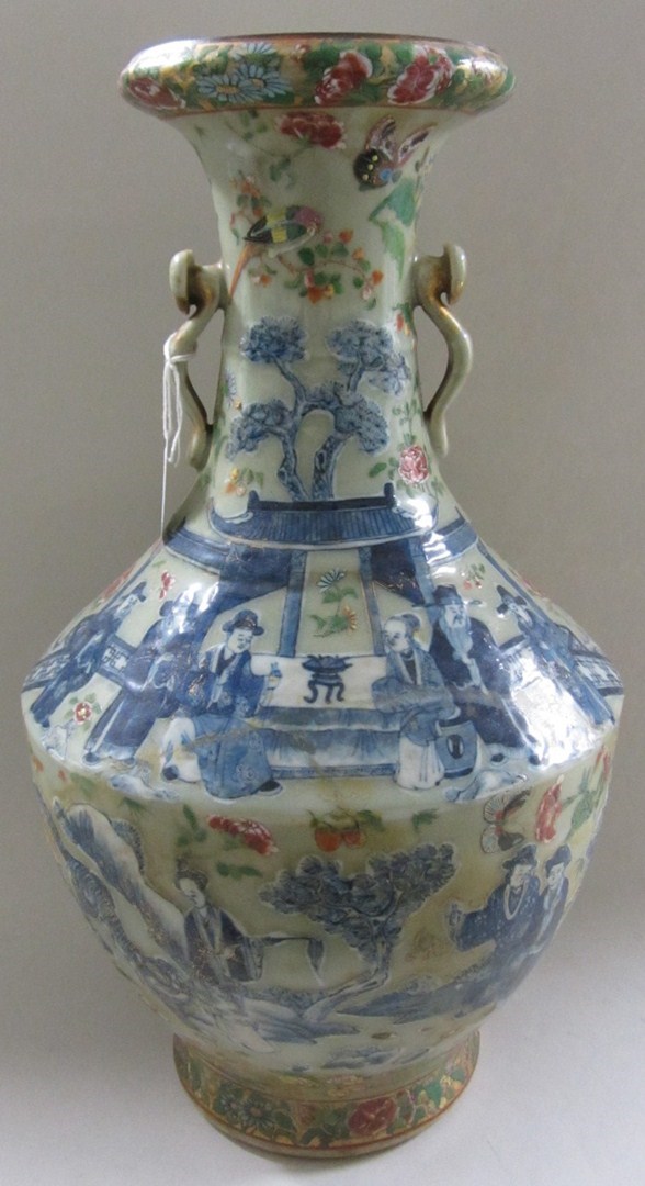 Appraisal: A Canton porcelain two-handled vase mid th century painted in