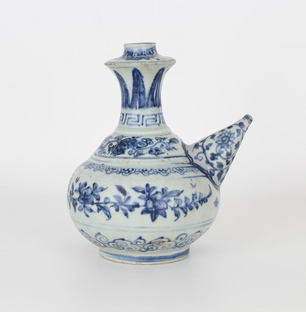 Appraisal: Ming Dynasty Blue White Porcelain Ewer Chinese Ming Dynasty Blue