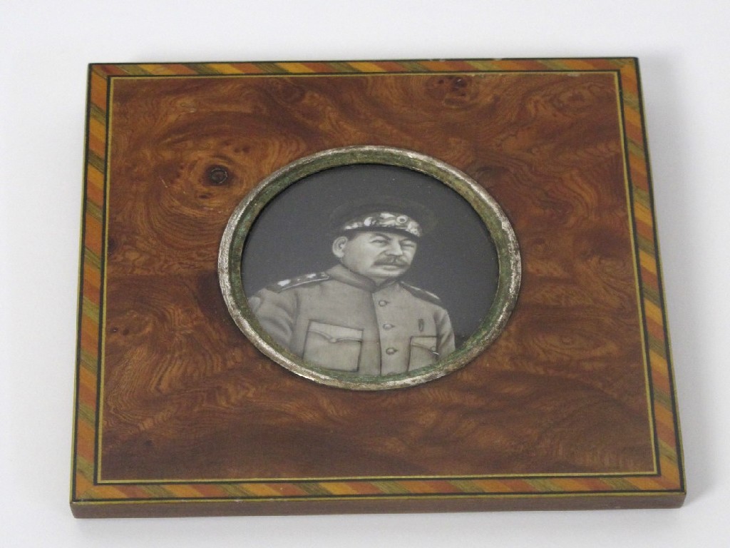 Appraisal: Joseph Stalin a portrait miniature painted on ivory x cm