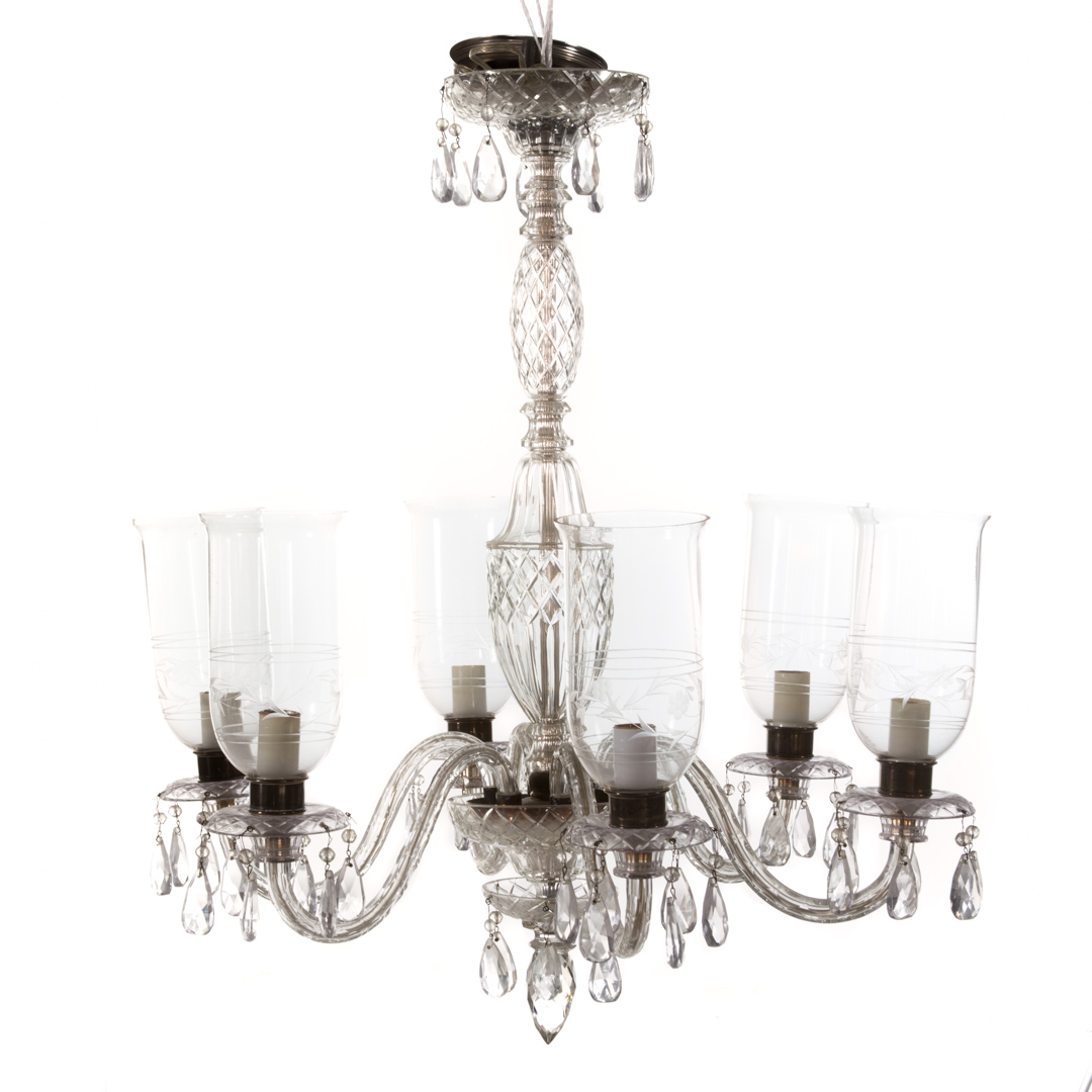 Appraisal: Czecho-Bohemian cut glass -light chandelier th century glass arms and