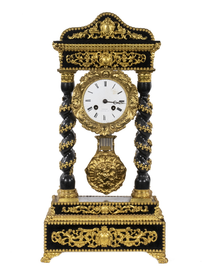 Appraisal: FRENCH PORTICO CLOCK th c French Mantel Clock time and