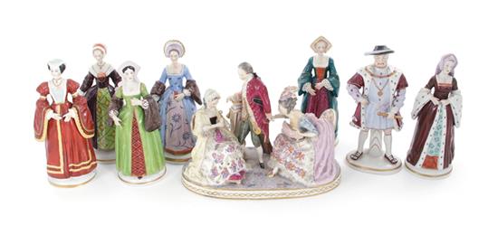 Appraisal: Sitzendorf Henry VIII and Wives porcelain figures Sitzendorf Henry VII