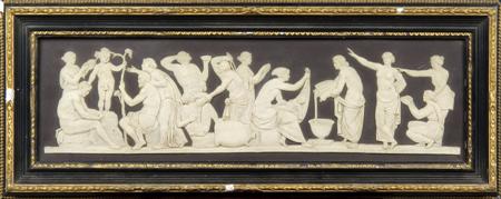 Appraisal: The Education of Bacchus a Wedgwood black jasperware plaque early