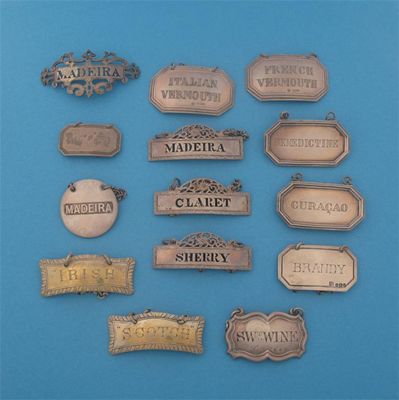 Appraisal: Fourteen various labels Victorian-modern including a set of three 'SHERRY'