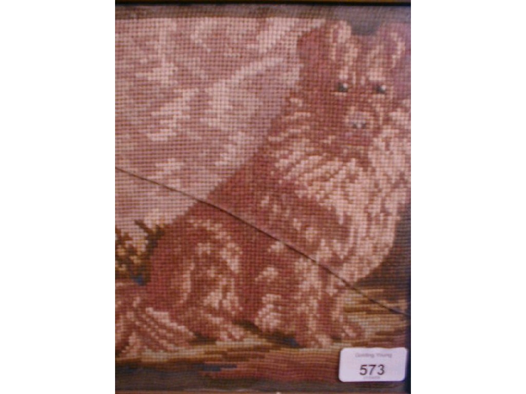 Appraisal: A Victorian wool work picture of a seated dog cm