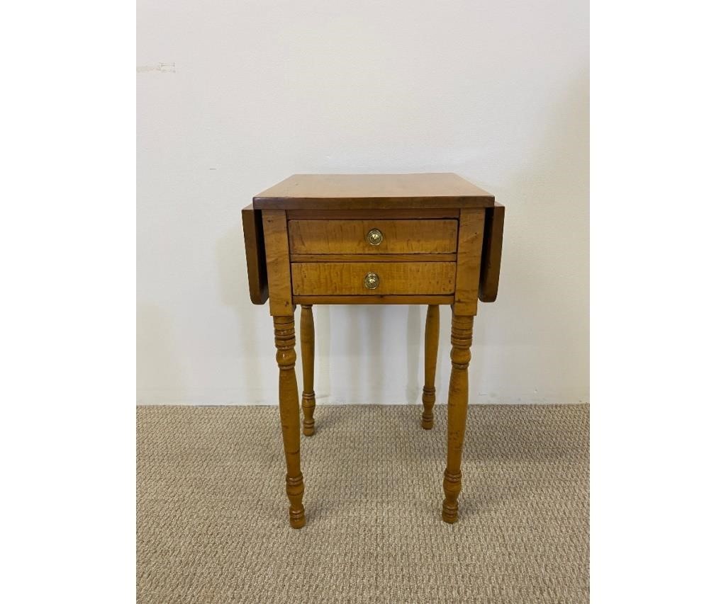 Appraisal: Sheraton tiger maple drop leaf end table circa h x