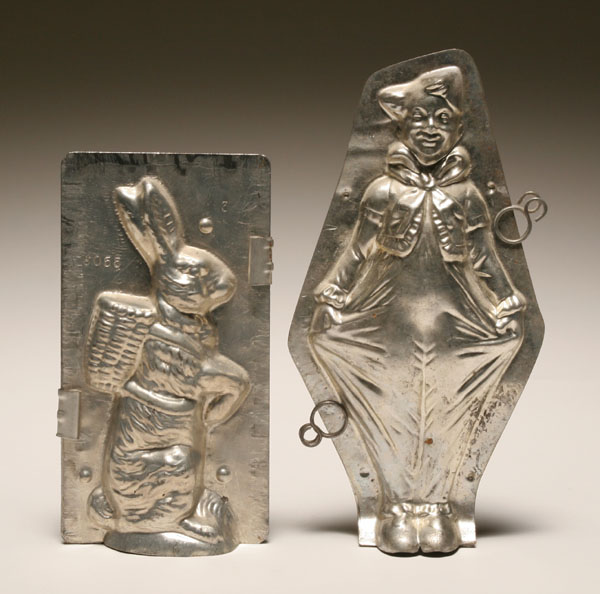 Appraisal: Two German tin chocolate molds clown and bunny rabbit with