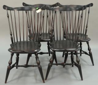 Appraisal: Set of four Warren Chair Works fan back Windsor style