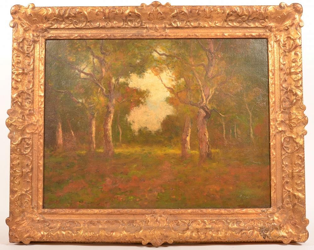 Appraisal: Max Weyl Autumn Woodland Painting Large Oil on Canvas Autumn