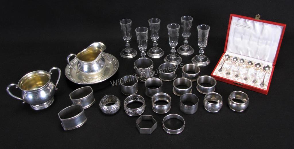 Appraisal: Group of Sterling and Glass Tableware pieces total including set