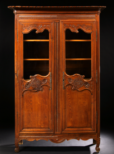 Appraisal: Provincial Louis XV-Style Oak Vitrine fourth quarter th century the