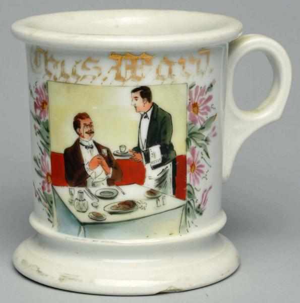 Appraisal: Waiters Shaving Mug Gilt name Chaz Ward Shows a man