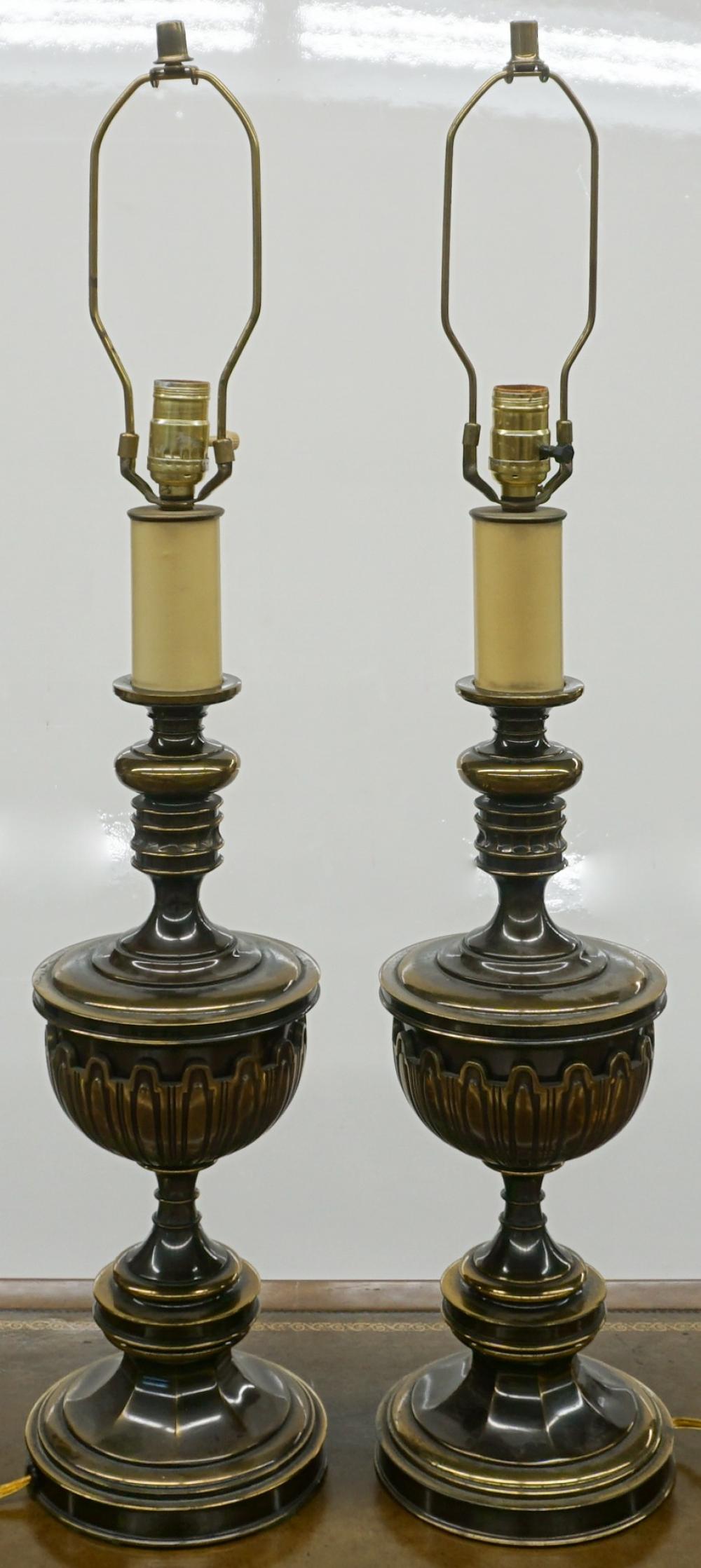 Appraisal: Pair Mid-Century Modern Style Brass Table Lamps H in cm