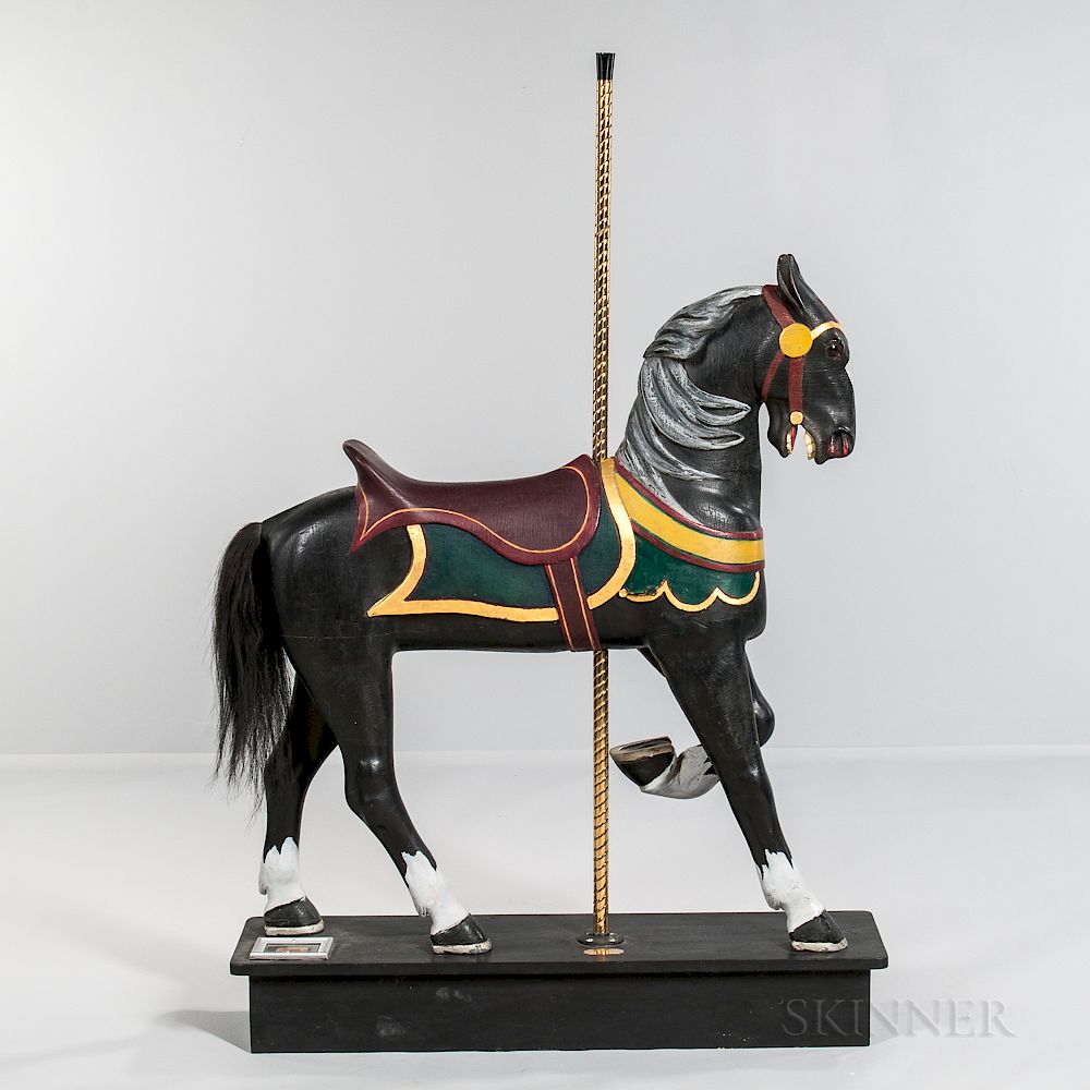 Appraisal: Carved and Painted Inside Stander Carousel Horse Carved and Painted