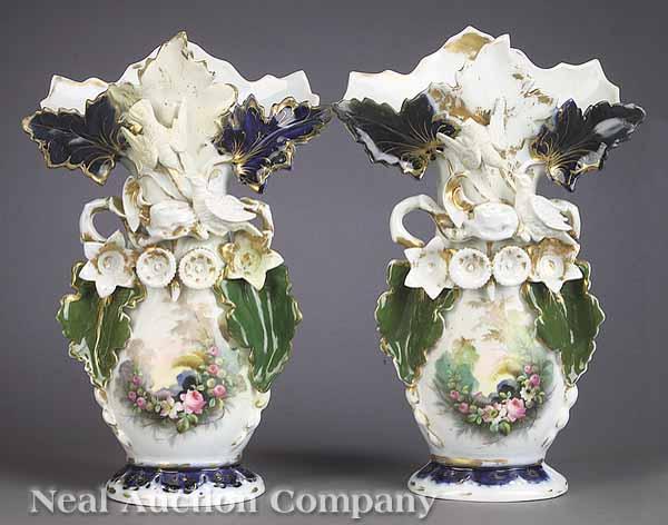 Appraisal: A Pair of Continental Polychrome Gilt and Bisque Porcelain Flare