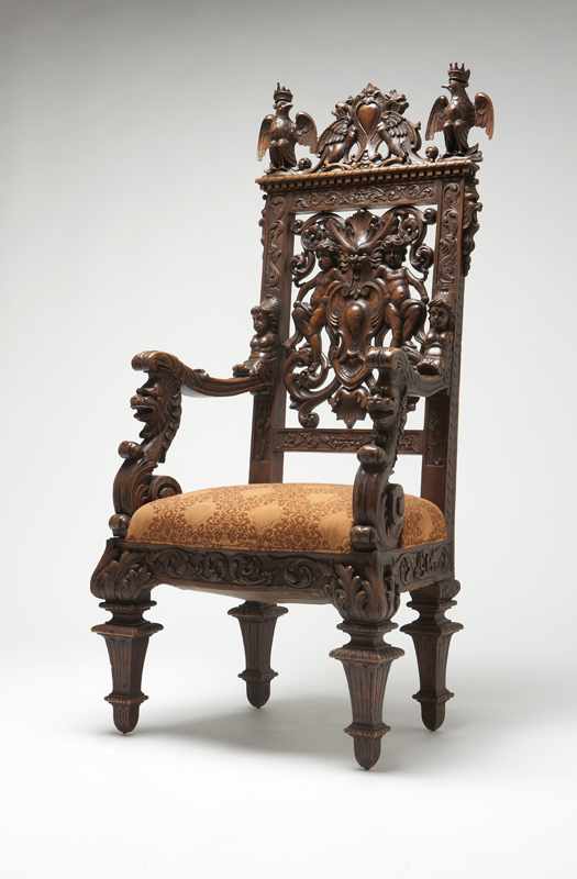 Appraisal: An elaborately carved and figured Victorian Renaissance Revival hall chair