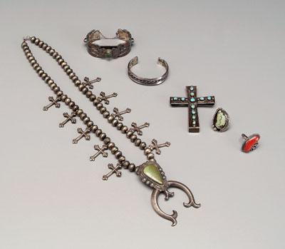 Appraisal: Six pieces Southwestern jewelry necklace with ten crosses on single