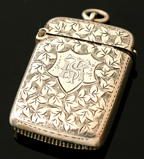 Appraisal: FOLIATE ENGRAVED VESTA CASE CIRCA