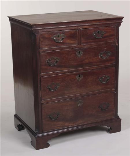 Appraisal: A George III mahogany batchelor's chest the moulded top above