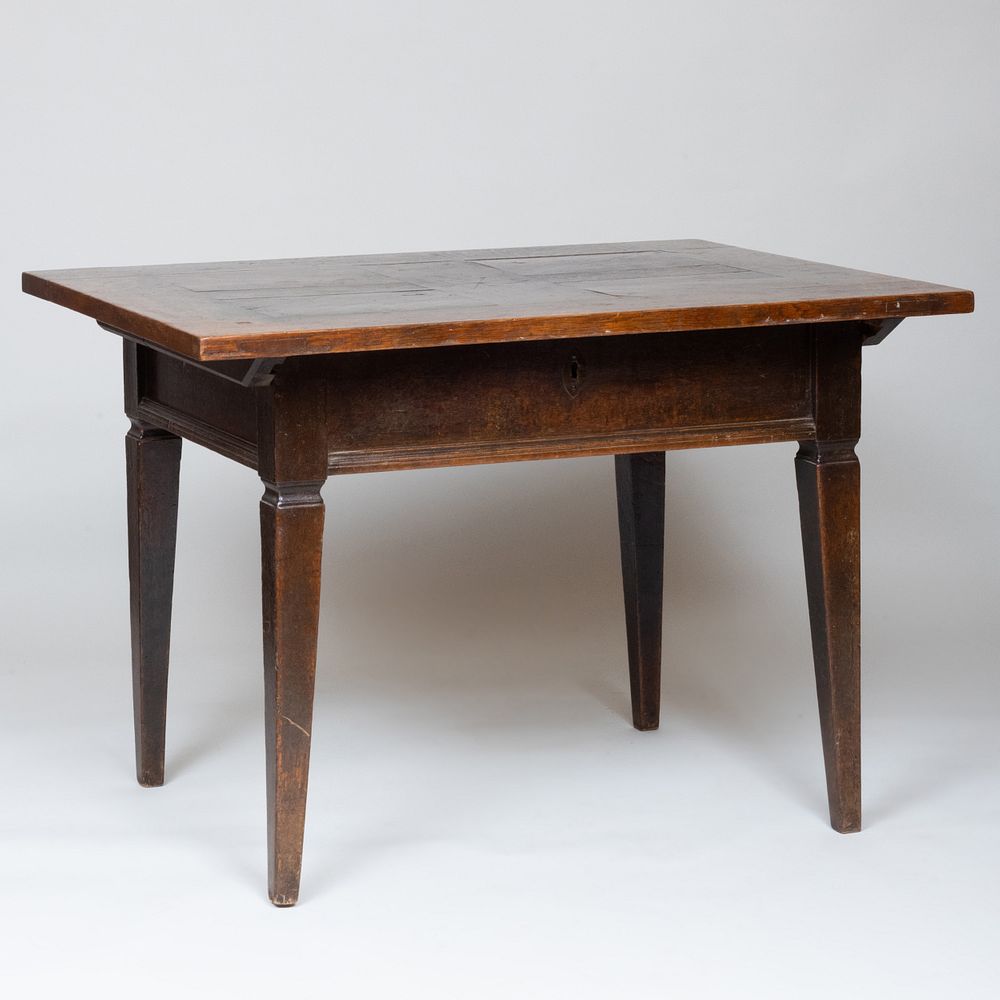 Appraisal: Continental Oak and Fruitwood Parquetry Center Table Fitted with a