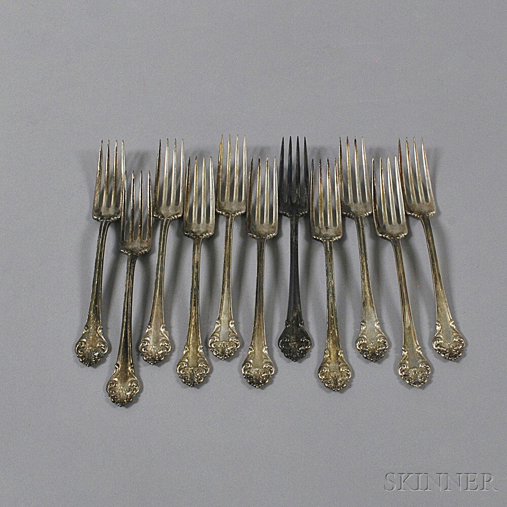 Appraisal: Eleven Reed Barton L'Elegante Sterling Silver Forks lg in approx